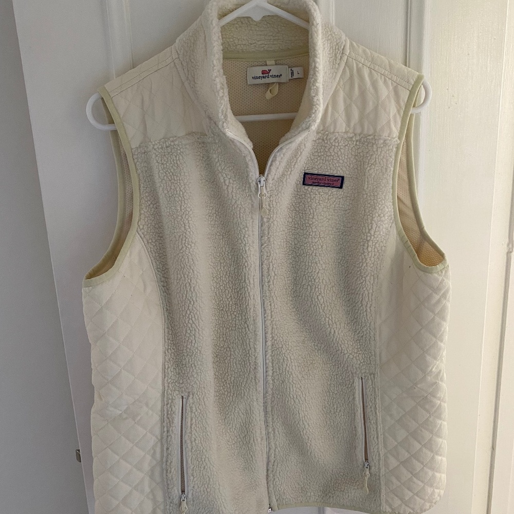 Vineyard Vines Cream Quilted & Sherpa Vest